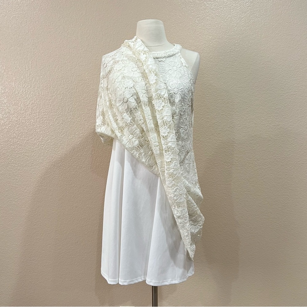 Altar’d State Ivory Floral Lace Calliel Halter Swing Dress Size Large - Picture 4 of 13